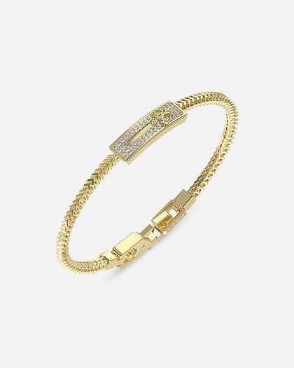 Guess Mainline Rebel Knight Dagger Crystal Bracelet Gold