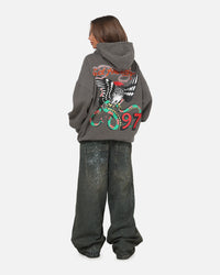 Ed Hardy Happy Motors Hoodie Washed Charcoal