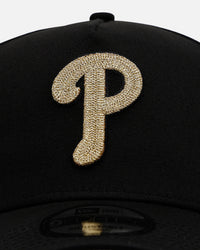 New Era Philadelphia Phillies 'Raised Metallic Chainstitch' 9FORTY A-Frame Snapback Black