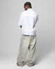 Loiter Cyber Zip Up Short Sleeve Shirt Blue Pin Stripe