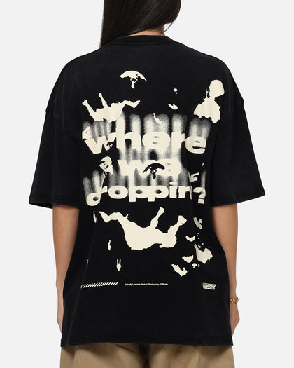 73Studio X Fortnite Where We Droppin T-Shirt Black Acidwash