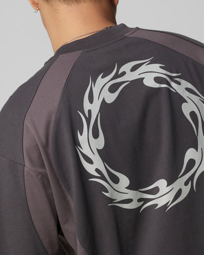 Loiter Subcultural Panel T-Shirt Charcoal