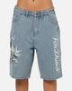 Von Dutch Skull Jean Shorts Mid Blue Denim