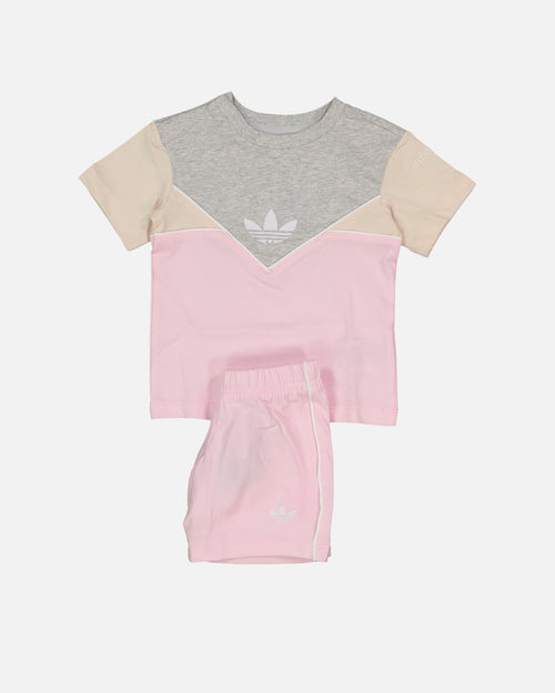 Adidas Infants' Adicolour Shorts and T-Shirt Set Clear Pink