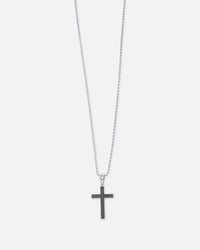 Saint Morta Carbon Cross Pendant Chain White Gold