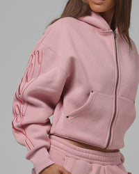 Loiter Women's In Script Zip Hoodie Orchid Pink