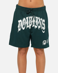 Mitchell & Ness Miami Dolphins Stars & Text Mesh Shorts Deep Sea Teal