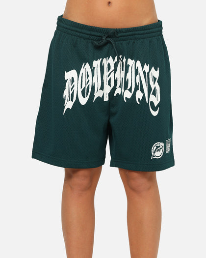 Mitchell & Ness Miami Dolphins Stars & Text Mesh Shorts Deep Sea Teal