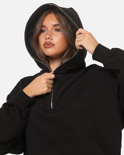 American Thrift Leisure Quarter Zip Hoodie Black
