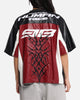 Loiter Vegan Leather Football Top Red/Black
