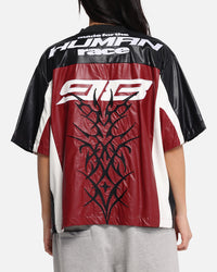 Loiter Vegan Leather Football Top Red/Black