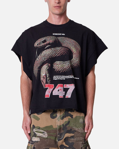 MNML Snake Cutoff Muscle T-Shirt Vintage Black