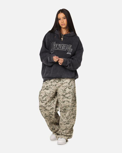 Mitchell & Ness Los Angeles Lakers Distressed Rhinestone Logo Hoodie Faded Black