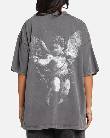 Saint Morta Redemption Mock Neck T-Shirt Washed Charcoal