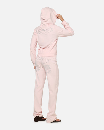 Ed Hardy Women's Rhinestone Cropped Hoodie Pink