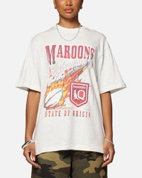 Queensland Ruby League Queensland Maroons Flaming Ball T-Shirt Silver Marle