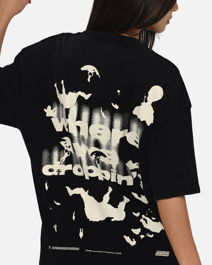 73Studio X Fortnite Where We Droppin T-Shirt Black Acidwash