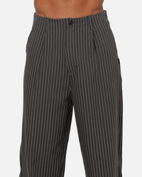 Carre Heritage Pleated Pants Black Pinstripe
