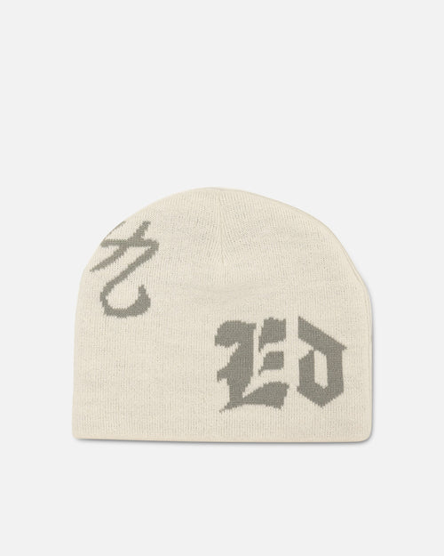 Ed Hardy Death Before Dishonor Beanie Off White