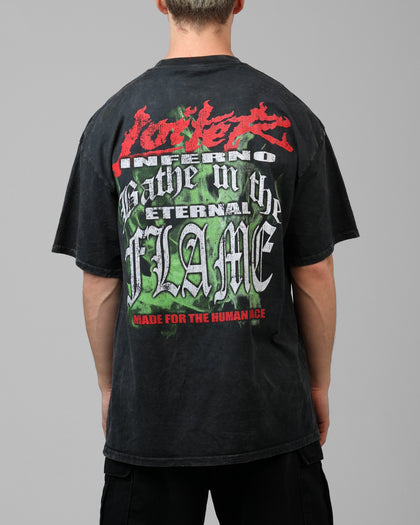 Loiter Inferno Drop T-Shirt Black Acidwash