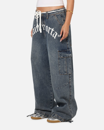 Saint Morta Gothic Denim Cargo Pants Dirty Denim