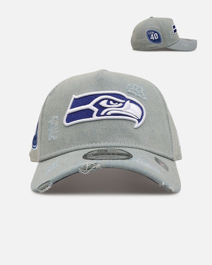 New Era Seattle Seahawks 'Distressed Denim' 9FORTY A-Frame Snapback Light Wash Denim