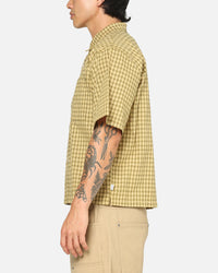 Carre Checkered Boxy Button Up Shirt Yellow Check