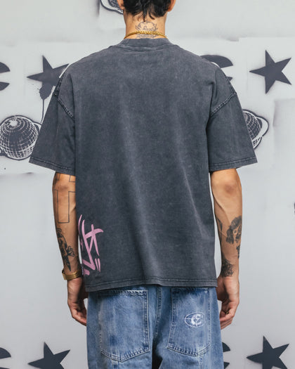 Carre Tagline T-Shirt Washed Black/Pink