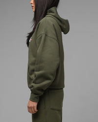 Loiter Hybrid Premium Hoodie Olive/Pink