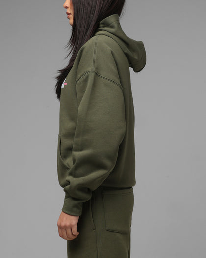 Loiter Hybrid Premium Hoodie Olive/Pink