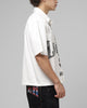 Loiter Rider Distressed Button Up Shirt Off White