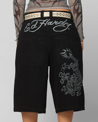 Ed Hardy Dragon Jorts Black