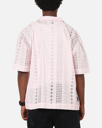 Saint Morta Crochet Button Up Shirt Pink
