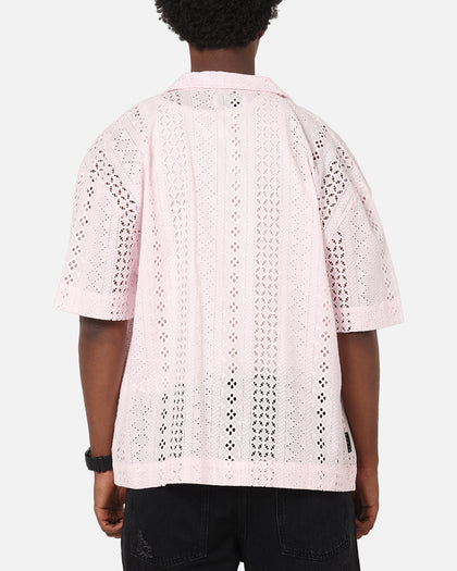 Saint Morta Crochet Button Up Shirt Pink