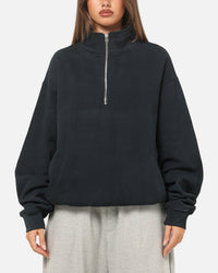 American Thrift Leisure Quarter Zip Mock Neck Sweater Washed Black