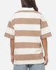 Vouseti Post Game Polo Shirt Latte White Stripe