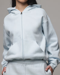 American Thrift Women's Classic Zip Hoodie Light Blue