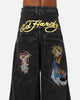 Ed Hardy Ultra Wide Leg Denim Jeans Black/Yellow