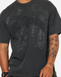 Ed Hardy Double Dragon Applique T-Shirt Black