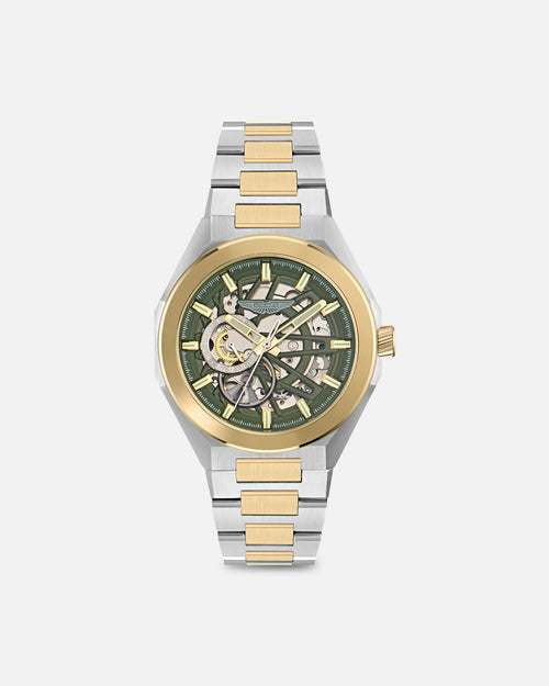 Aston Martin TKS Case Bertelli Green Dial Two-Tone Bracelet Watch Silver/Gold/Green