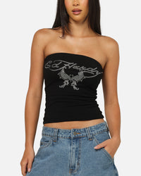 Ed Hardy Women's Butterfly Boob Tube Black