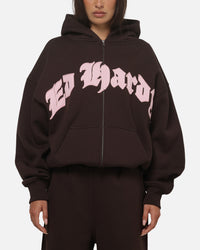Ed Hardy Women's Distressed Hoodie Brown