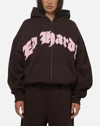 Ed Hardy Women's Distressed Hoodie Brown