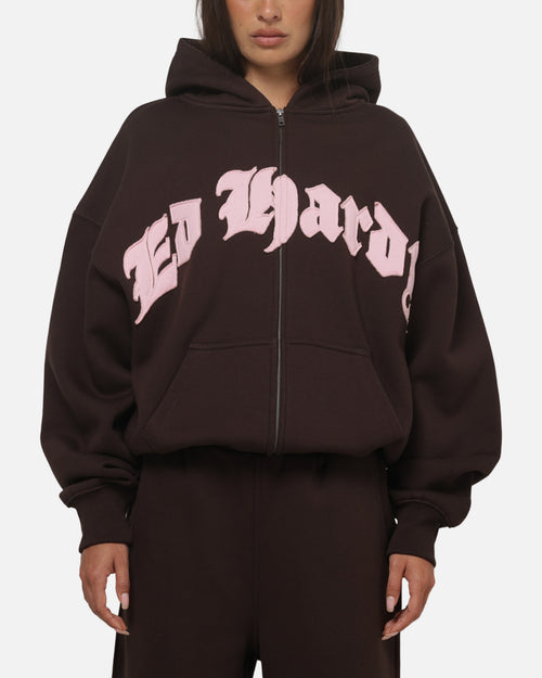 Ed Hardy Women's Distressed Hoodie Brown