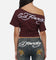 Ed Hardy Women's Off Shoulder T-Shirt Plum