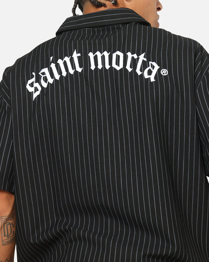 Saint Morta Gothic Pinstripe Button Up Shirt Jet Black