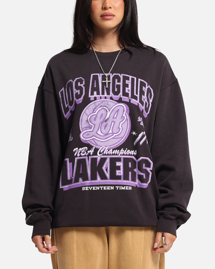 Mitchell & Ness Women's Los Angeles Lakers Arch Logo Crewneck Overdyed Black