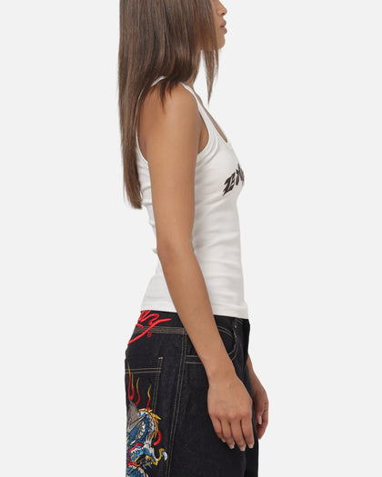 Ed Hardy Women's Frayed Tank White