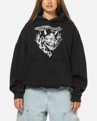 Ed Hardy Double Horns Hoodie Black Acidwash
