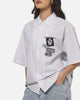 Worship Restraint Box Crop Shirt White Pinstripe